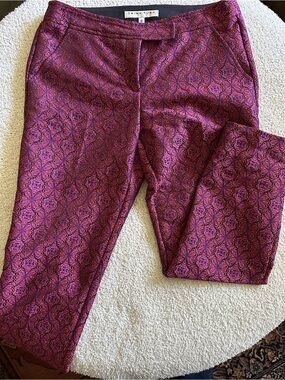 Trina Turk Magenta Floral Jacquard Slim Trousers